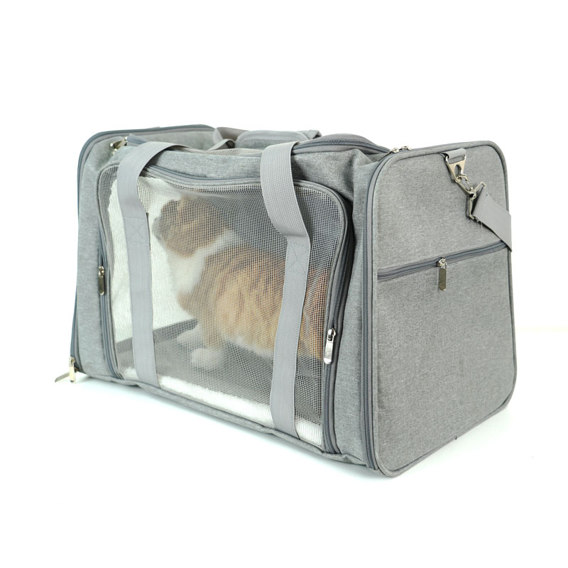 Gray Large Foldable Pet Carrier