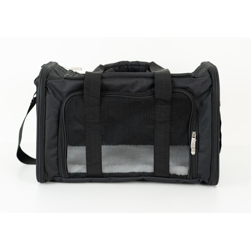 Spacious and Durable Black Foldable Pet Carrier