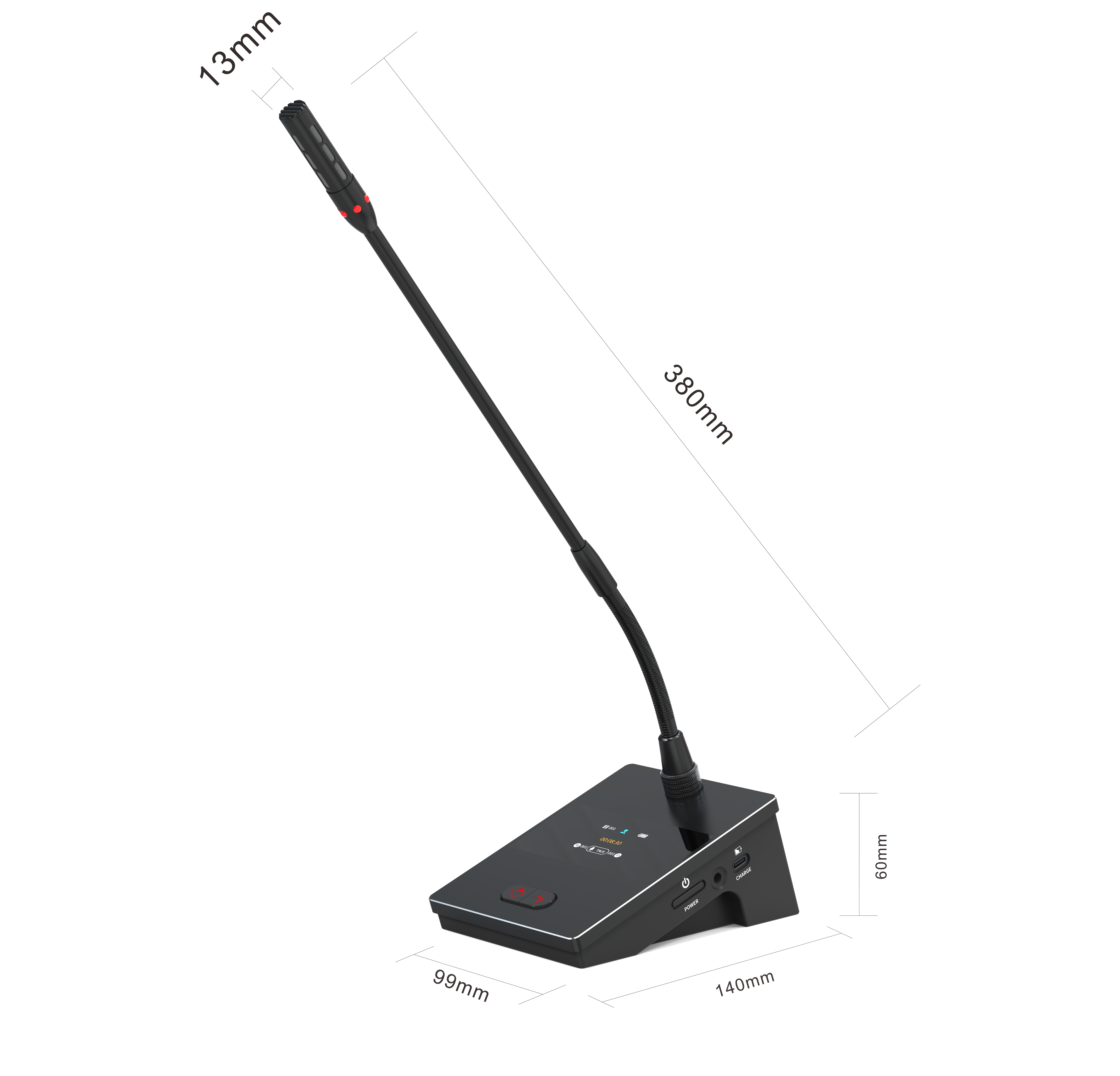 Gooseneck Display Screen Wireless UHF Microphone