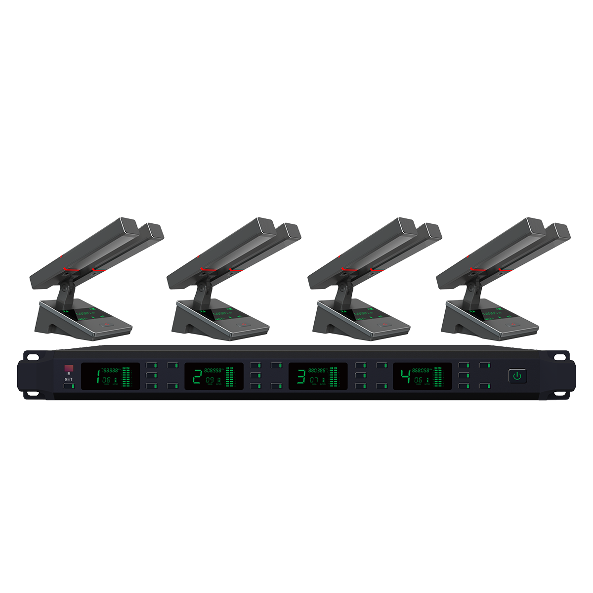 Wireless Microphone UHF 4 Channel Table Microphone