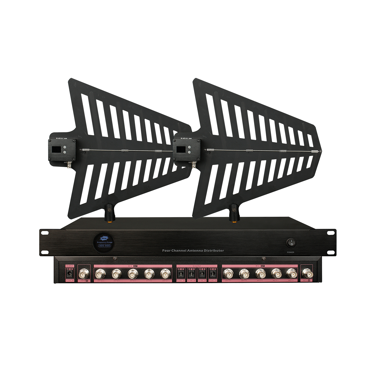 Drahtloses Mikrofonsystem mit UHF-Antenne und Verstärker Drahtloses Mikrofonsystem mit UHF-Antenne und Verstärker
