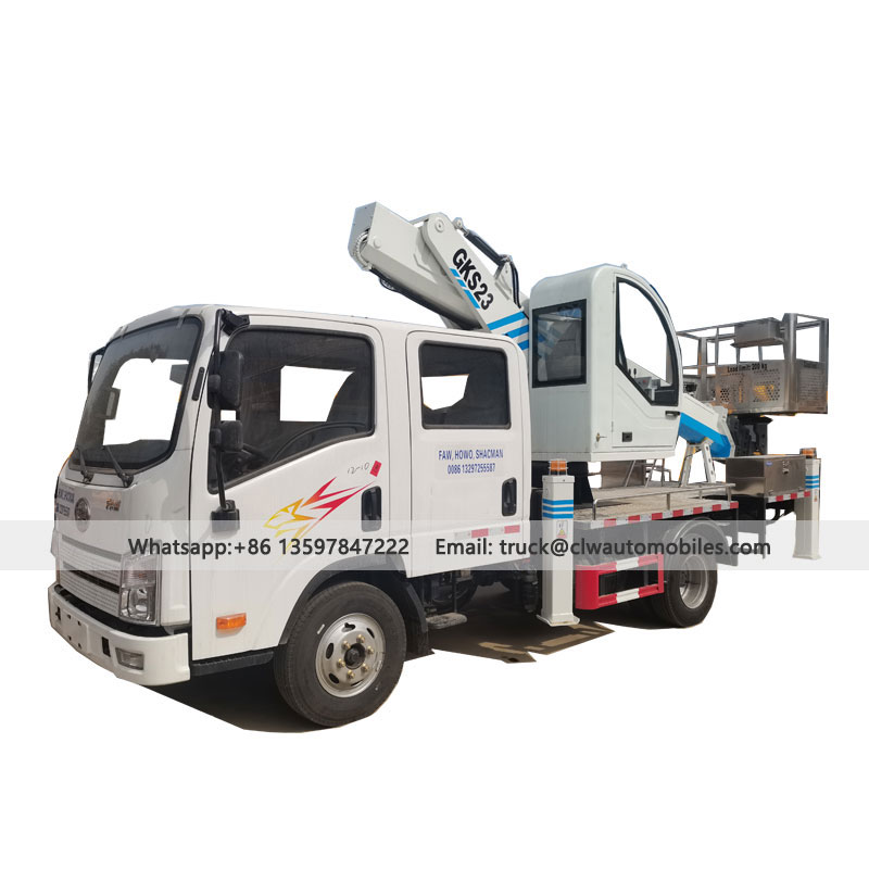 FAW Double Cab 24M aerial work truck mounted aerial lift platform