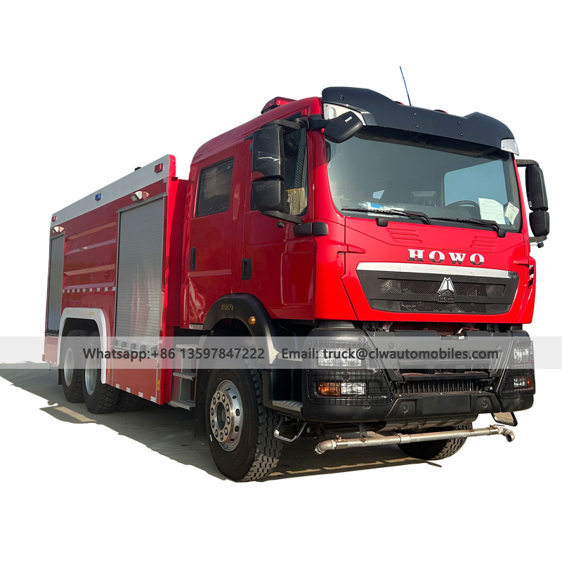 HOWO 6000L Water + 2000L Foam + 1kg Dry Powder Fire Truck For Sale