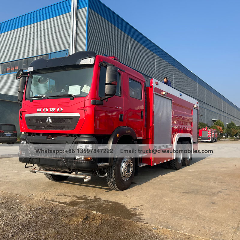 HOWO 6000L Water + 2000L Foam + 1kg Dry Powder Fire Truck For Sale