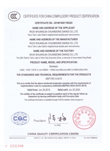 CERTIFICATE FOR CHINA COMPULSORY PRODUCT CERTIFICATION