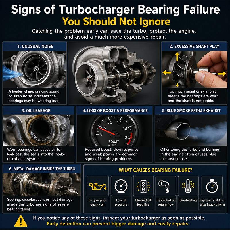 Señales de fallo en los cojinetes del turbocompresor que no debe ignorar