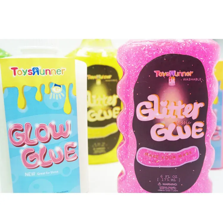 High Quality DIY Accessories Colorful Glue Slime Kids Toys Night Non Toxic Drak Slime Glitter Glue