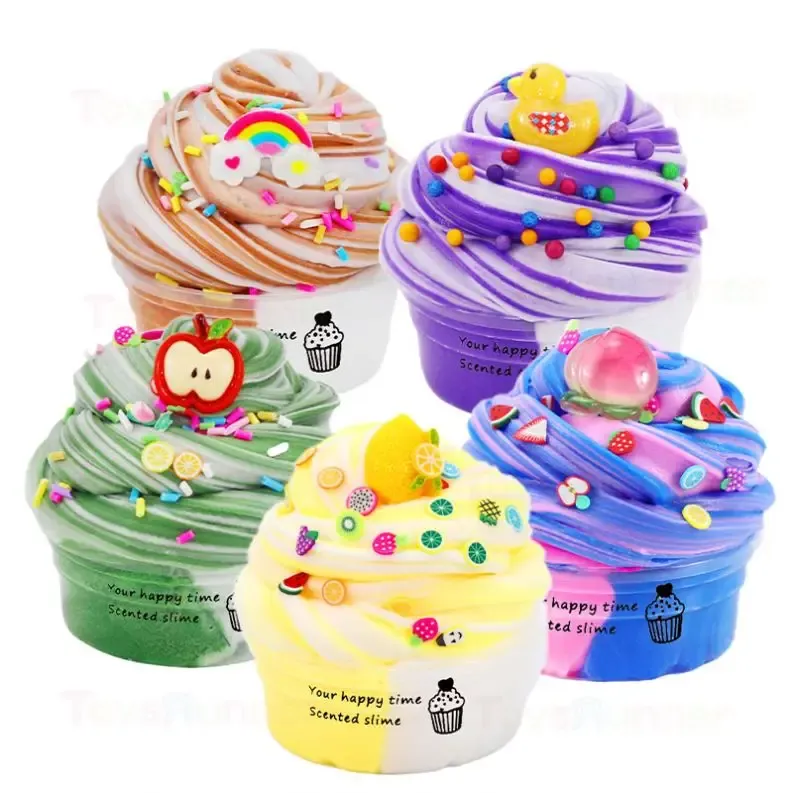 New Hot Selling Educational Toy Cup Cake Slime Putty Cotton Mud Fluffy Slime