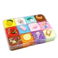 Colorful Slime Clay Toys Colour Mud Box with Fruit Cotton Mud Slime Crystal Bow DIY Slime Kit Crystal Toy