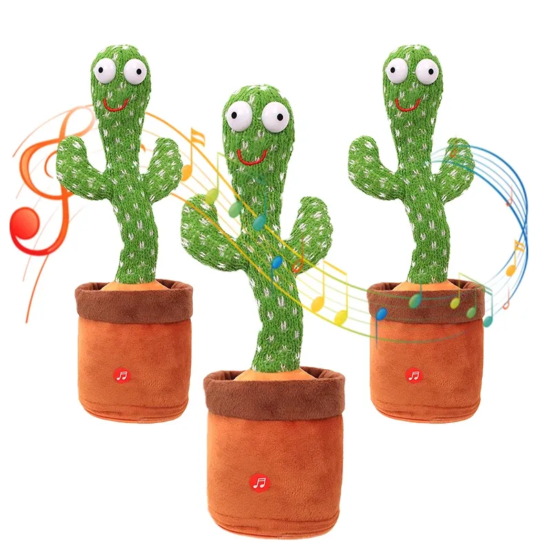 Cute Mexican Style Singing and Dancing Talking Cactus Knitting Plush Toys Gift for Kids and Adult