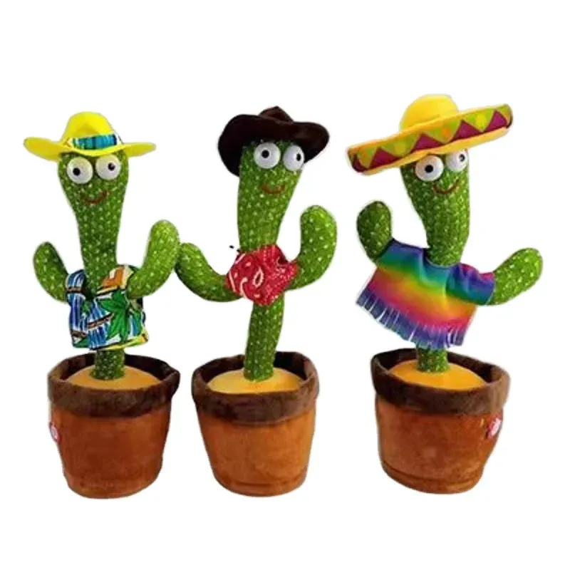 Cute Mexican Style Singing and Dancing Talking Cactus Knitting Plush Toys Gift for Kids and Adult