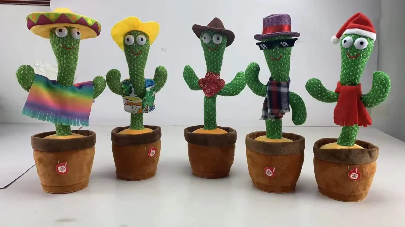 Cute Mexican Style Singing and Dancing Talking Cactus Knitting Plush Toys Gift for Kids and Adult