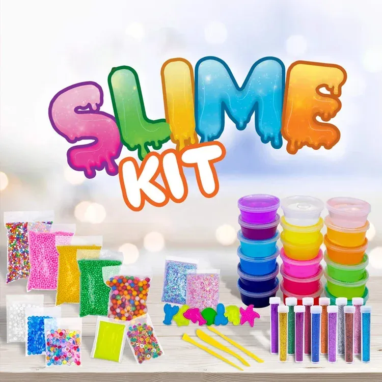 Kids Popularity DIY Kids Playing Toy Foam Glitter Cream Fluffy Slime Vomit Stretchi Crystal Slime Kit