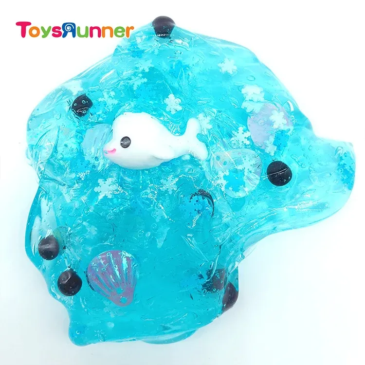 2019 New Charms Blue Crystal Kids Slime Plastic Bottle Ocean Sea Dolphin Puttty Slime
