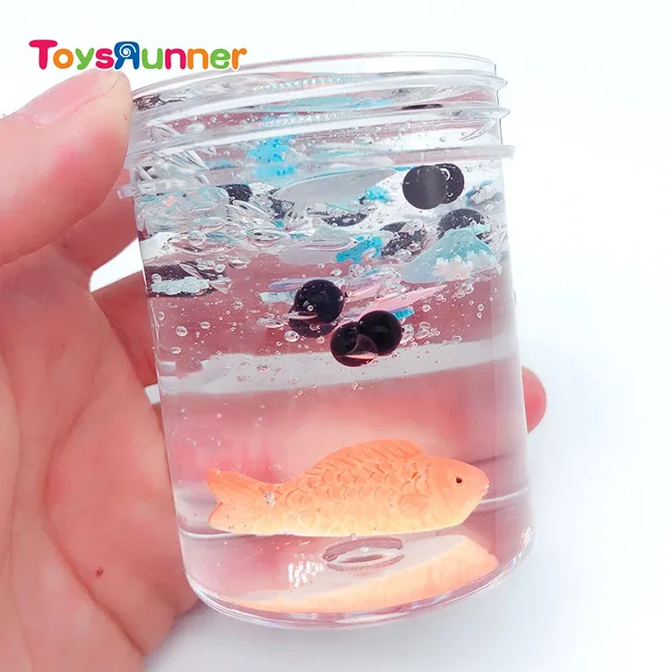 2019 New Charms Blue Crystal Kids Slime Plastic Bottle Ocean Sea Dolphin Puttty Slime