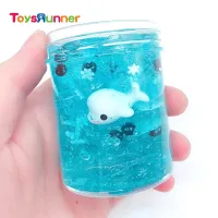 2019 New Charms Blue Crystal Kids Slime Plastic Bottle Ocean Sea Dolphin Puttty Slime