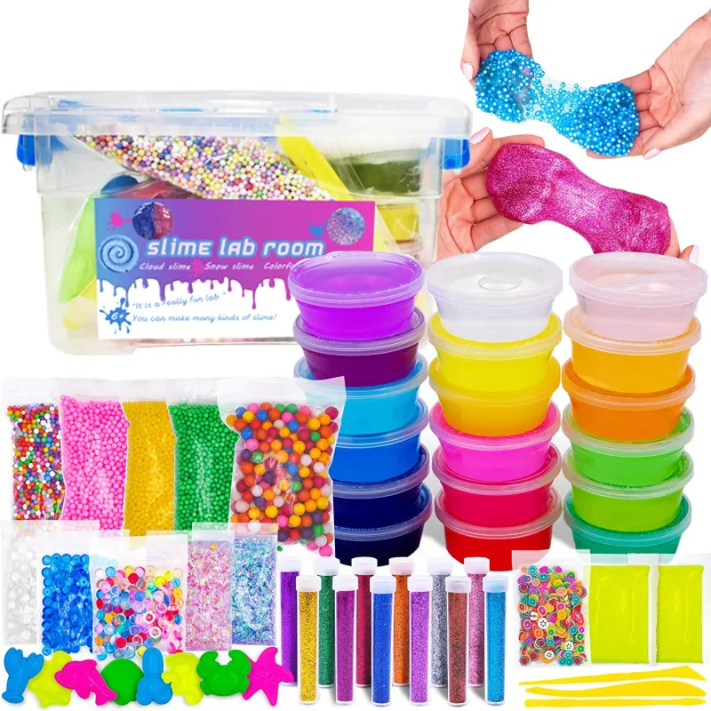 16 Colors Crystal Slime Foam Glitter Cream Fluffy Slime Vomit Crystal Clear Slime Kit