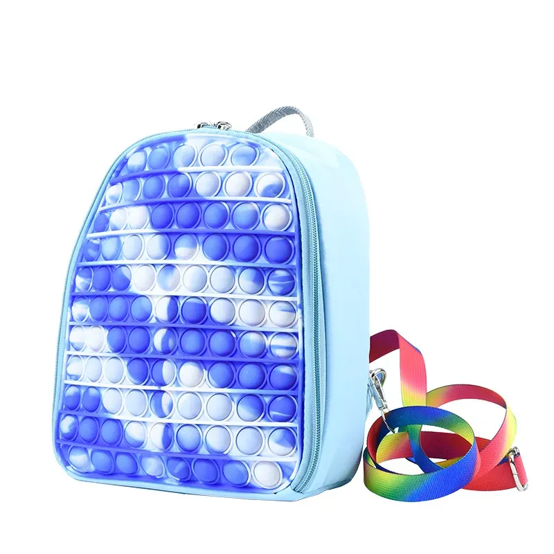 TOYSRUNNER Fast Shipping Silicone Fidget Backpack Pop Quality School Kids Bubble Book Bag on Medium Pop Backpack