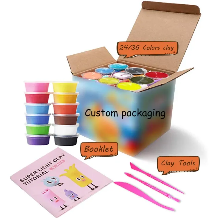 2020 New Educational Kids Toys Colors Modeling Playdough Customized DIY Air Dry Clay Kit