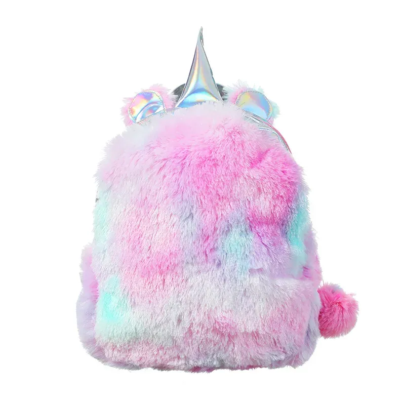 2020 Wholesale Kids Toys 3D Galaxy Backpack Colors Girls Plush Animal Fluffy Unicorn School Bags