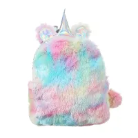 2020 Wholesale Kids Toys 3D Galaxy Backpack Colors Girls Plush Animal Fluffy Unicorn School Bags