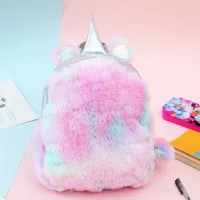 2020 Wholesale Kids Toys 3D Galaxy Backpack Colors Girls Plush Animal Fluffy Unicorn School Bags