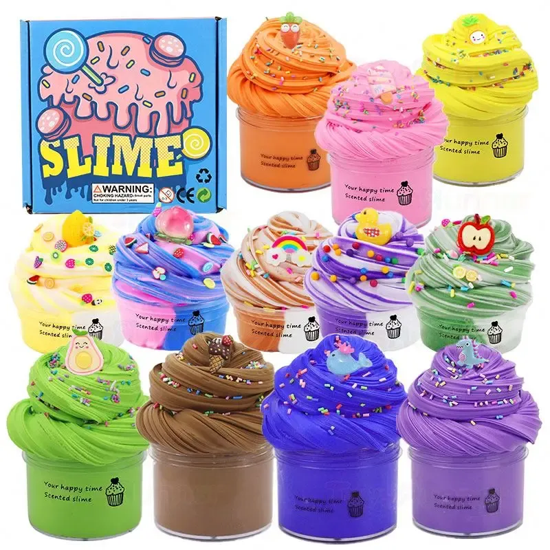 Kids Dough unicorn Charms Playdough Slime Water Set Baby Clay Toys Big Jar Kit Playdough Slime