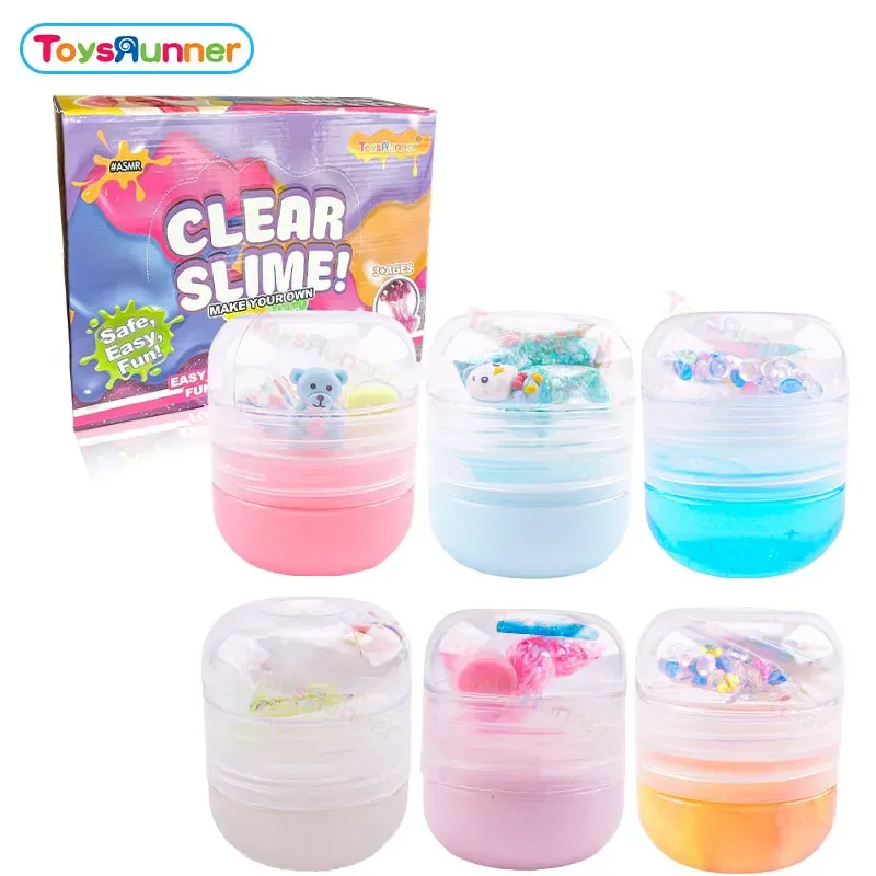 White Big Crystal Mud Clear Slime Bulk Supplies Packs Non Toxic Blue Toy Diy Slime Kit for Kids Wholesale