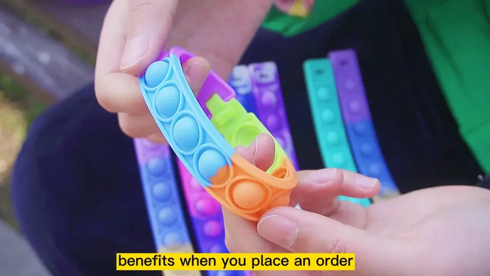 Pop on Bubble Sensory Fidget Bracelet Toy Stress Relief Push Durable Finger Silicone Kids Hand Fidget Bracelet Toy