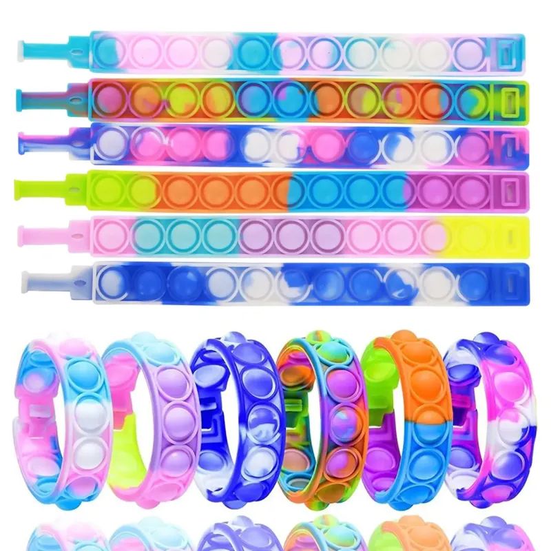 Pop on Bubble Sensory Fidget Bracelet Toy Stress Relief Push Durable Finger Silicone Kids Hand Fidget Bracelet Toy