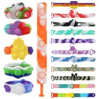 Pop on Bubble Sensory Fidget Bracelet Toy Stress Relief Push Durable Finger Silicone Kids Hand Fidget Bracelet Toy
