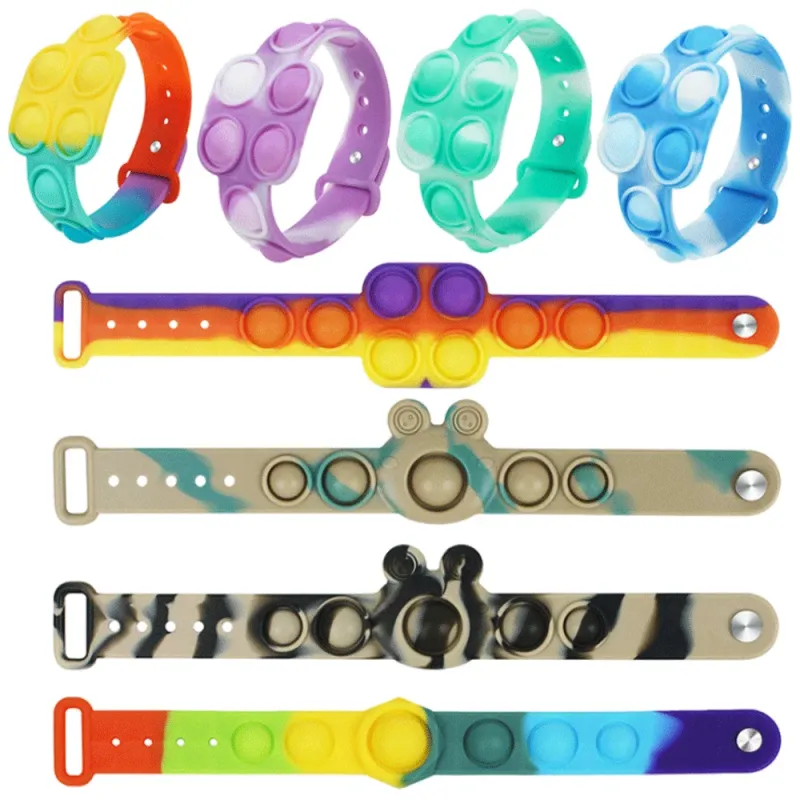 Pop on Bubble Sensory Fidget Bracelet Toy Stress Relief Push Durable Finger Silicone Kids Hand Fidget Bracelet Toy