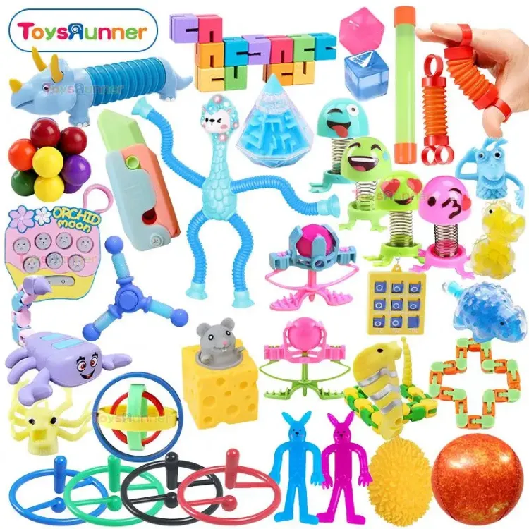 26Pcs Kids Toys 2024 Fidget Toys Set Spinners Anti Stress Ball Package Stretchy Strings Gift Fidget Toys Set for Ages 8-13