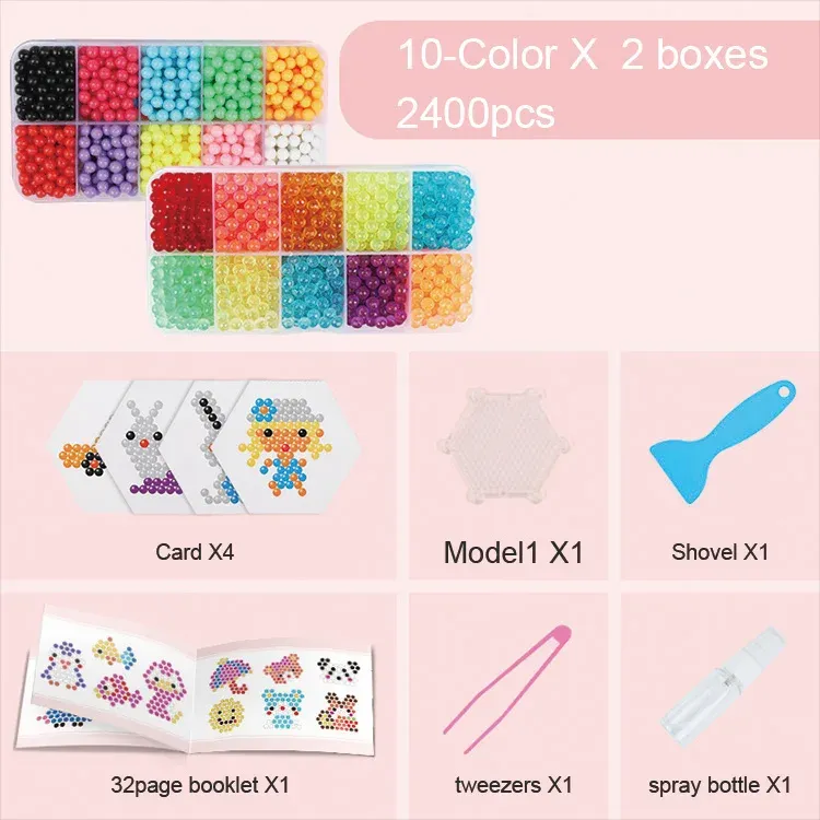 2019 Educational Kid Toys 10 Colors 2400 Pcs DIY Spray Crystal Art Crafts Pullzle Magic Beads