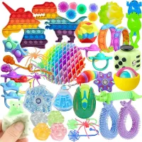 Huge Paw Silicone Chick Grape Squeeze Toys Gift Box Kawaii Boys Ball Eye Popping Squeeze Toys for Kids
