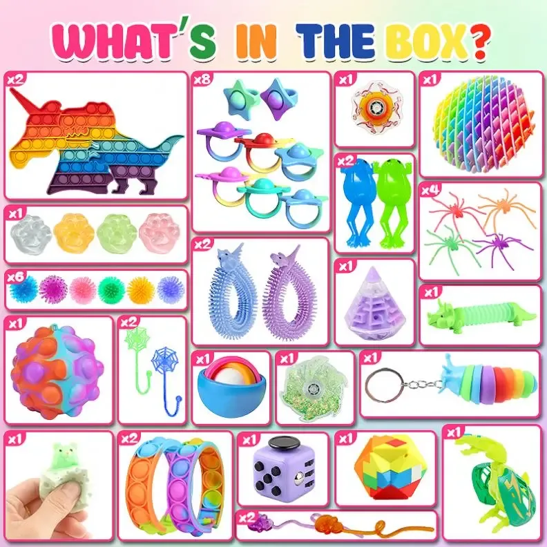 Huge Paw Silicone Chick Grape Squeeze Toys Gift Box Kawaii Boys Ball Eye Popping Squeeze Toys for Kids