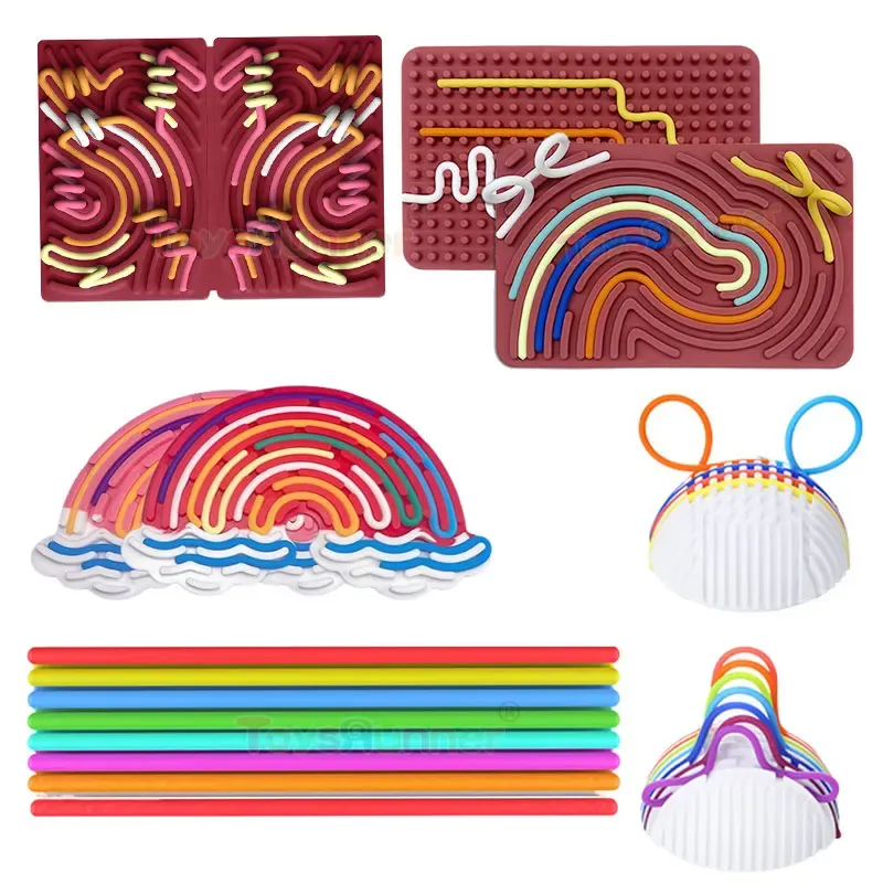 Silicone Folding Sensory Board Busy Activity Toy to Calm Stress Anxiety ADHD Autism-Silent Plastic Fidget Toy for Kids