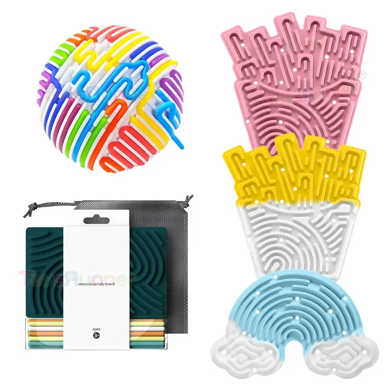 Silicone Folding Sensory Board Busy Activity Toy to Calm Stress Anxiety ADHD Autism-Silent Plastic Fidget Toy for Kids