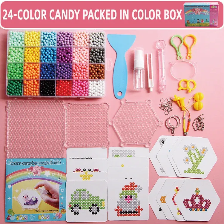 2021 New Educational Kid Toys 24 Colors Magic DIY Spray Crystal Fuse Drop Beads Shape Water Beads