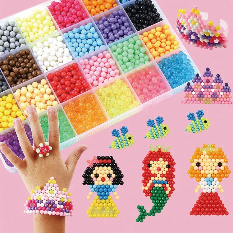 2021 New Educational Kid Toys 24 Colors Magic DIY Spray Crystal Fuse Drop Beads Shape Water Beads