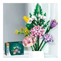 Plastic Garden Flower Plant Blocks Building Toy Bricks Diy Succulent Midsummer Sunshine Sunflower Decoration Building Block