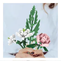 Plastic Garden Flower Plant Blocks Building Toy Bricks Diy Succulent Midsummer Sunshine Sunflower Decoration Building Block