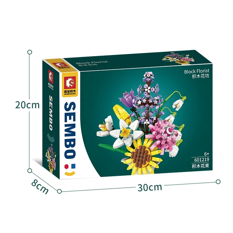 Plastic Garden Flower Plant Blocks Building Toy Bricks Diy Succulent Midsummer Sunshine Sunflower Decoration Building Block