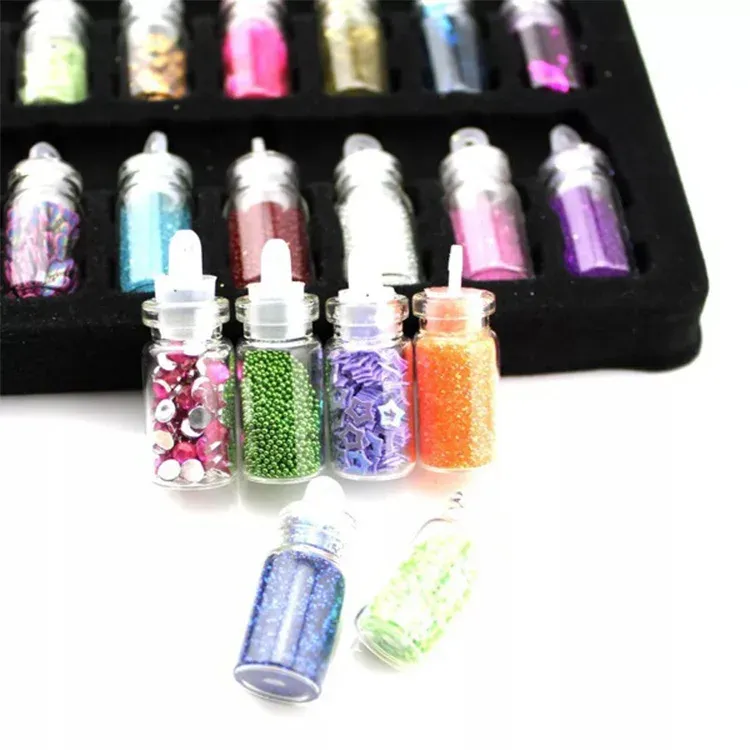 48 Colors Hot Selling OEM Crystal Drops Glowing Glue Diy Slime Glue Activator Glitter Powder