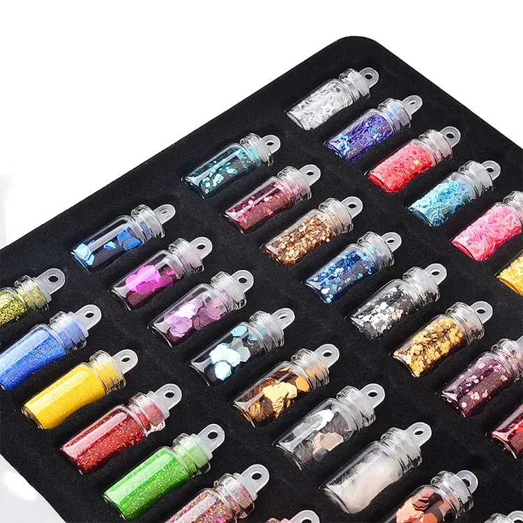 48 Colors Hot Selling OEM Crystal Drops Glowing Glue Diy Slime Glue Activator Glitter Powder