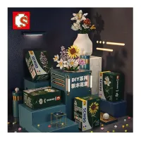 Mini Diy Plastic Toy Building Blocks Decorative Flowers Bouquet Garden Assemble Small Particle Sunflower Building Blocks