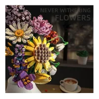 Mini Diy Plastic Toy Building Blocks Decorative Flowers Bouquet Garden Assemble Small Particle Sunflower Building Blocks