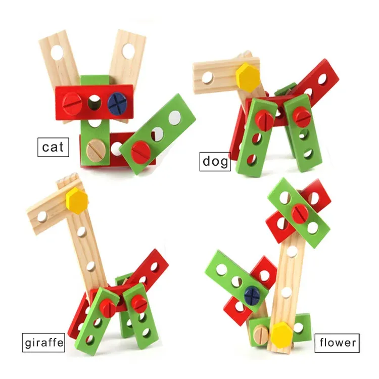 Wooden Intelligence Montessori Furniture Wooden Repair Tools Craft Toys Foldable Wood Repair Tools Kit for Toddlers