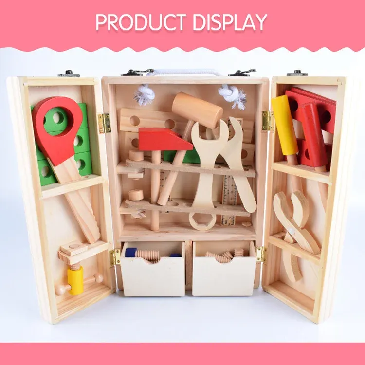 Wooden Intelligence Montessori Furniture Wooden Repair Tools Craft Toys Foldable Wood Repair Tools Kit for Toddlers