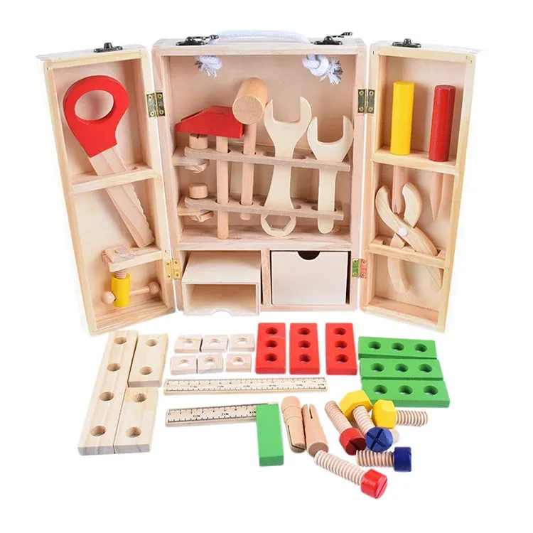 Wooden Intelligence Montessori Furniture Wooden Repair Tools Craft Toys Foldable Wood Repair Tools Kit for Toddlers